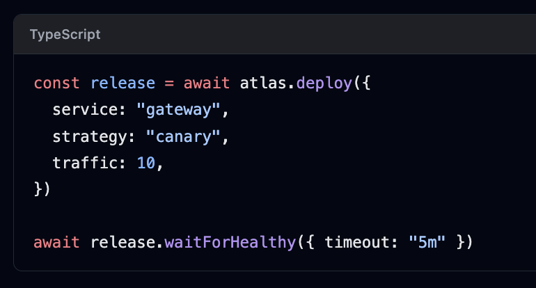 Syntax-highlighted TypeScript code in Markside's dark mode